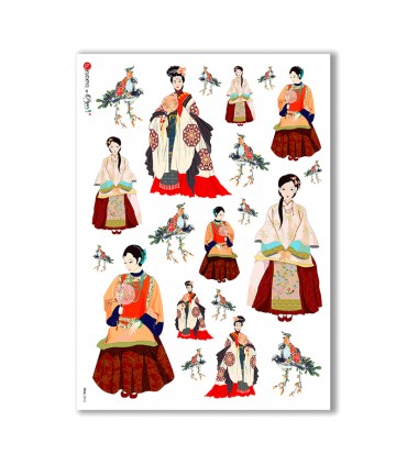 FOLK-0010. Papel de Arroz étnico para decoupage.