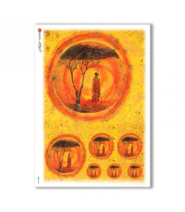 FOLK-0029. Carta di riso etniche per decoupage.