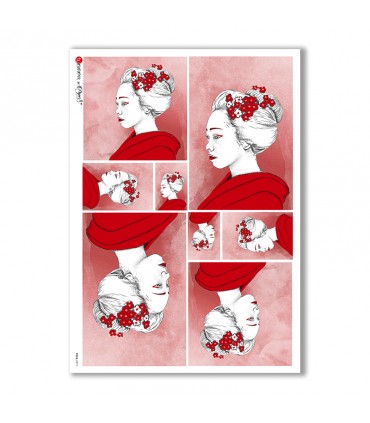 FOLK-0071. Carta di riso etniche per decoupage.