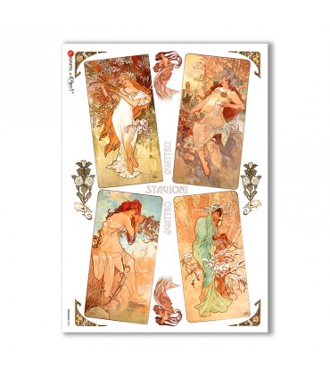 NOUVEAU-0001. Art nouveau Rice Paper for decoupage.