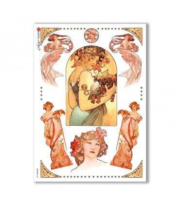 NOUVEAU-0002. Art nouveau Rice Paper for decoupage.