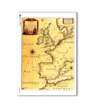 OLD-MAPS-0005. Old maps Rice Paper for decoupage.