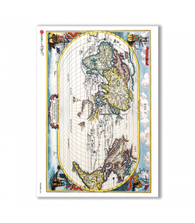 OLD-MAPS-0006. Papel de Arroz mapas antiguos para decoupage.