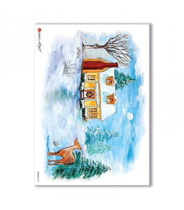 CHRISTMAS-0068. Carta di riso Natale per decoupage.