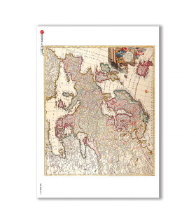 OLD-MAPS-0013. Carta di riso mappe antiche per decoupage.