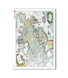 OLD-MAPS-0016. Papel de Arroz mapas antiguos para decoupage.