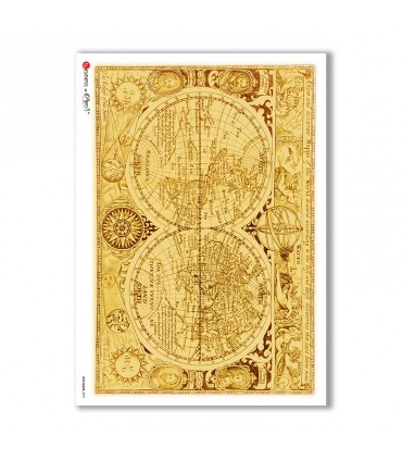 OLD-MAPS-0021. Carta di riso mappe antiche per decoupage.