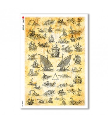 OLD-MAPS-0023. Carta di riso mappe antiche per decoupage.