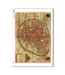 OLD-MAPS-0027. Carta di riso mappe antiche per decoupage.