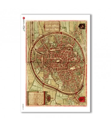 OLD-MAPS-0027. Carta di riso mappe antiche per decoupage.