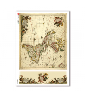 OLD-MAPS-0031. Carta di riso mappe antiche per decoupage.