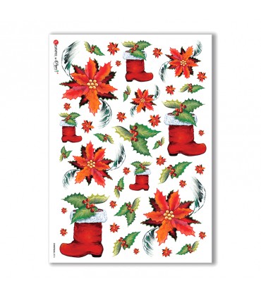 CHRISTMAS-0074. Carta di riso Natale per decoupage.