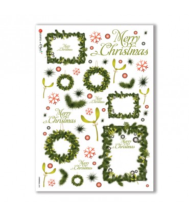 CHRISTMAS-0082. Carta di riso Natale per decoupage.