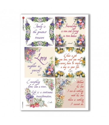 PHRASES-0006. Carta di riso frasi per decoupage.