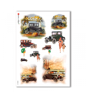 VEHICLES-0001. Carta di riso veicoli per decoupage.