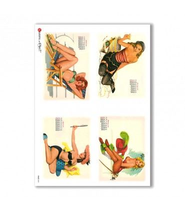 PINUP-0001. Papel de Arroz pin-up para decoupage.