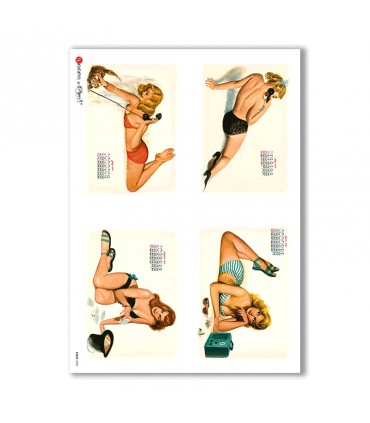 PINUP-0002. Carta di riso pin-up per decoupage.