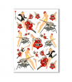 PINUP-0008. Papel de Arroz pin-up para decoupage.