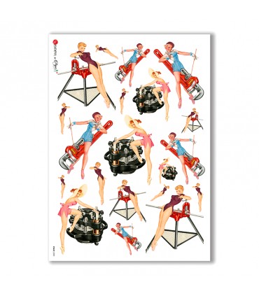 PINUP-0009. Papel de Arroz pin-up para decoupage.