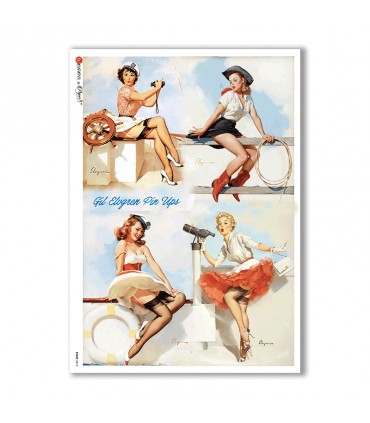 PINUP-0013. Carta di riso pin-up per decoupage.