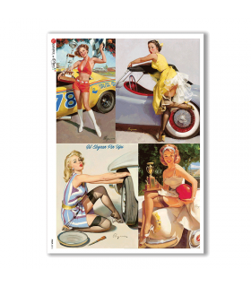 PINUP-0015. Carta di riso pin-up per decoupage.