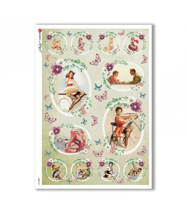 PINUP-0016. Carta di riso pin-up per decoupage.