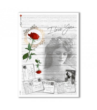 SHABBY-0001. Carta di riso shabby per decoupage.
