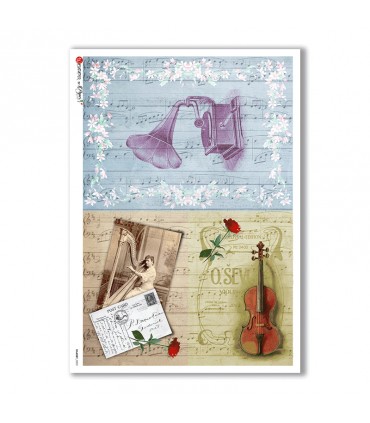 SHABBY-0002. Carta di riso shabby per decoupage.