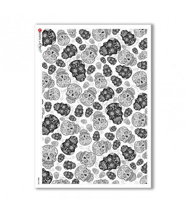 SKULL-0003. Carta di riso teschi per decoupage.