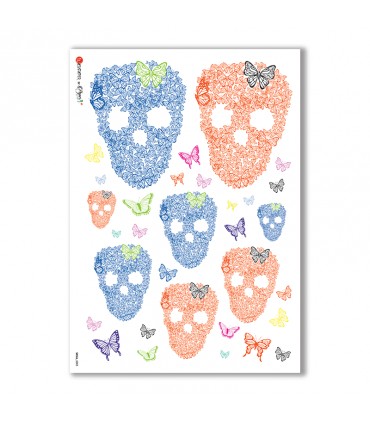 SKULL-0005. Carta di riso teschi per decoupage.