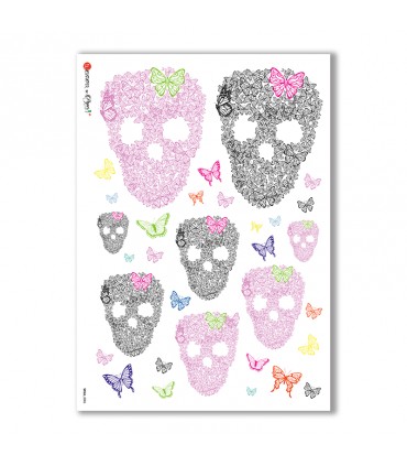 SKULL-0006. Carta di riso teschi per decoupage.