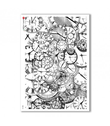 TIME-0003. Papel de Arroz relojes para decoupage.