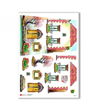 TILES-0015. Papel de Arroz azulejos para decoupage.