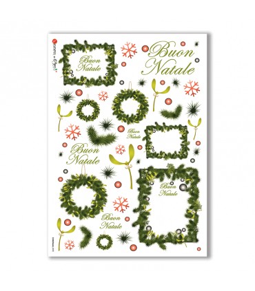 CHRISTMAS-0098. Carta di riso Natale per decoupage.