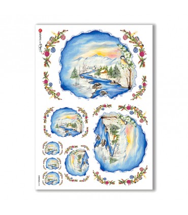 CHRISTMAS-0103. Carta di riso Natale per decoupage.