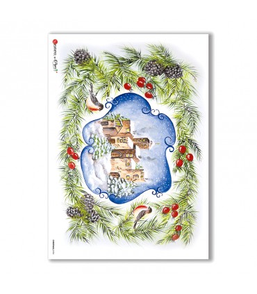 CHRISTMAS-0104. Carta di riso Natale per decoupage.