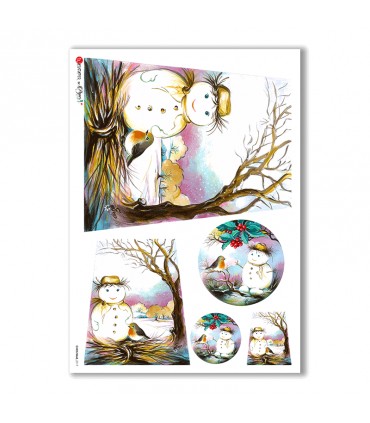 CHRISTMAS-0117. Carta di riso Natale per decoupage.