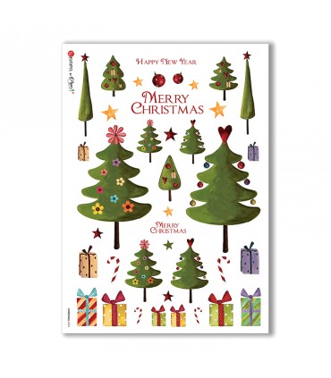 CHRISTMAS-0124. Carta di riso Natale per decoupage.