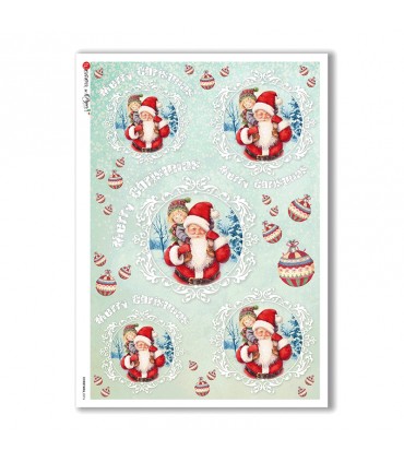 CHRISTMAS-0276. Carta di riso vittoriana Natale per decoupage.