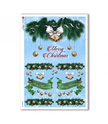 CHRISTMAS-0278. Carta di riso vittoriana Natale per decoupage.