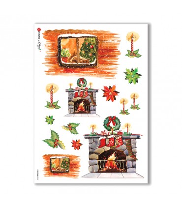CHRISTMAS-0128. Carta di riso Natale per decoupage.