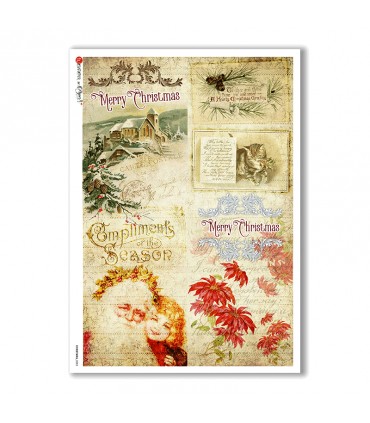 CHRISTMAS-0283. Christmas Rice Paper victorian for decoupage.