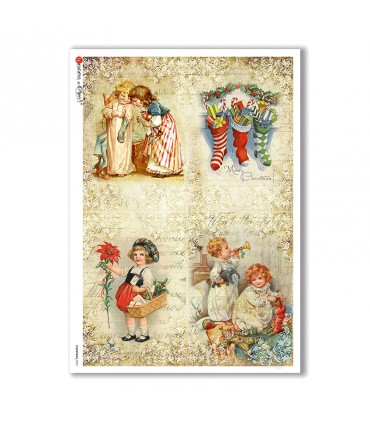 CHRISTMAS-0292. Christmas Rice Paper victorian for decoupage.