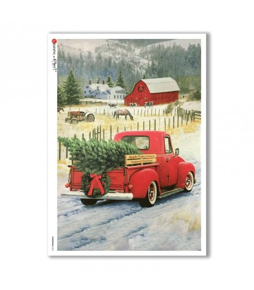 CHRISTMAS-0295. Carta di riso vittoriana Natale per decoupage.