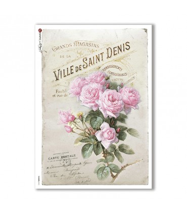 FLOWERS-0315. Carta di riso vittoriana fiori per decoupage.