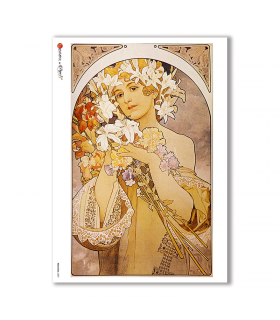 NOUVEAU-0009. Papel de Arroz art nouveau para decoupage.