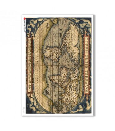 OLD-MAPS-0033. Carta di riso mappe antiche per decoupage.