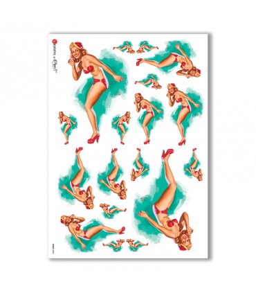 PINUP-0020. Carta di riso pin-up per decoupage.