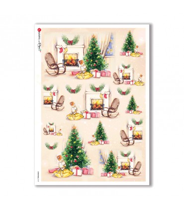CHRISTMAS-0137. Carta di riso Natale per decoupage.