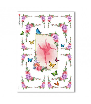 FLOWERS-0306. Papel de Arroz victoriano flores para decoupage.